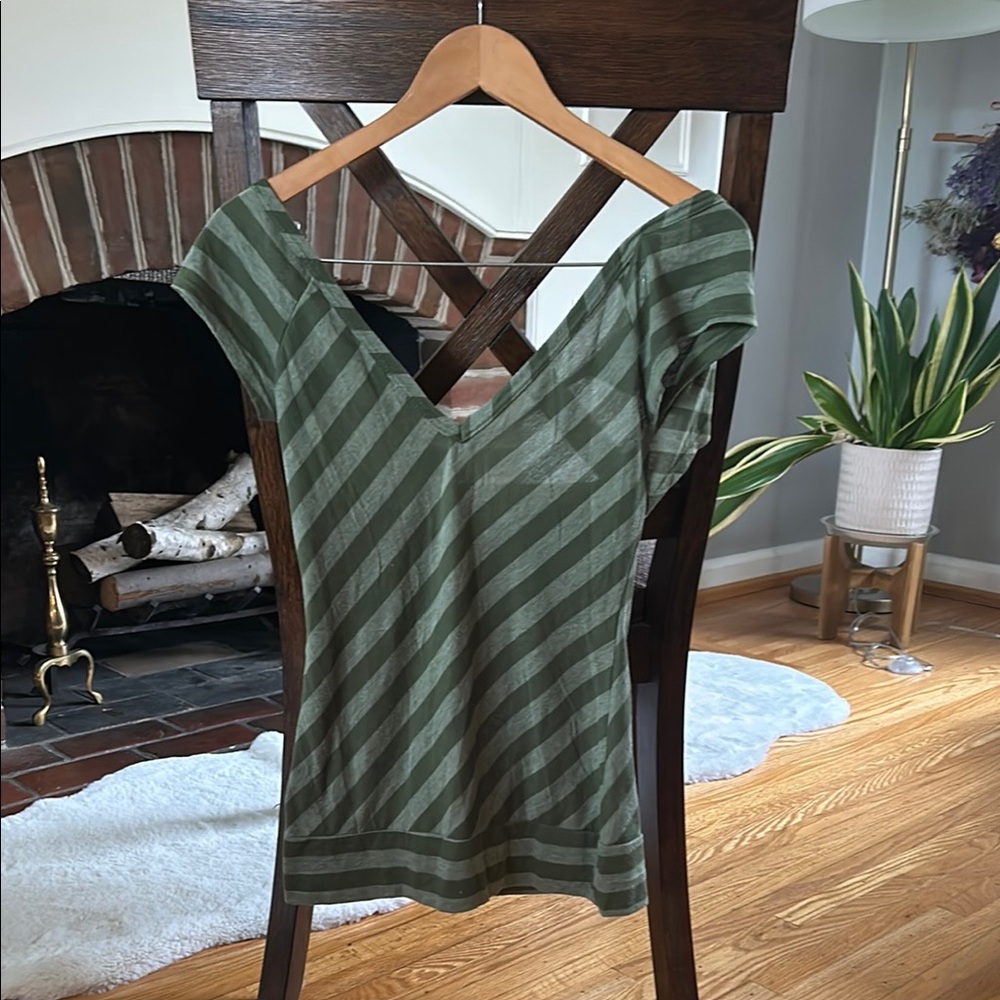 Striped Green V-Neck w/ Open Back
